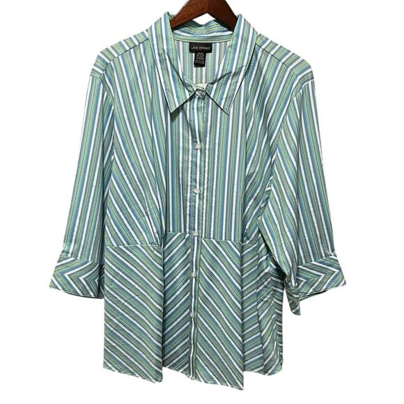 Lane Bryant Womens Striped Button Front Tunic Top 26/28 Preppy Office Travel - Picture 1 of 8
